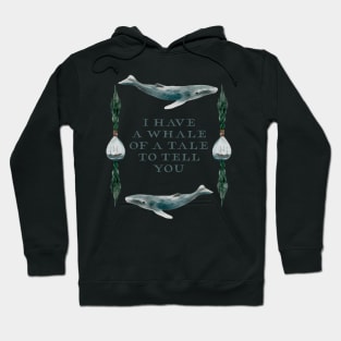 Ocean Quote Ship In a Bottle Seaweed Blue Whale Nautical Watercolor Hoodie